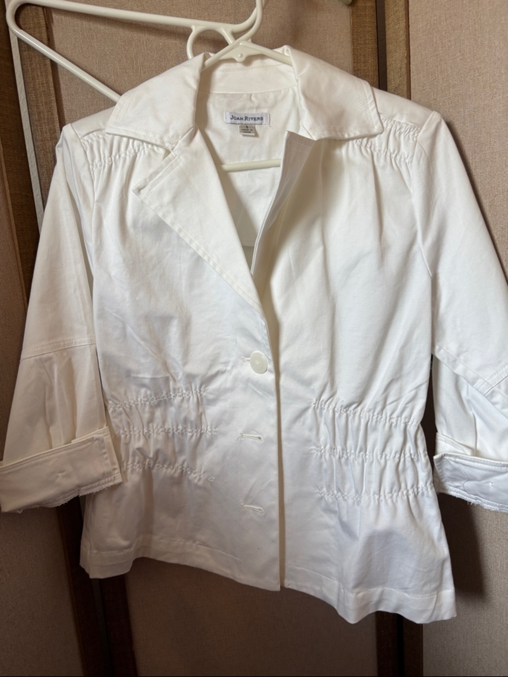 Joan Rivers Classic White Button-Front Blazer Small